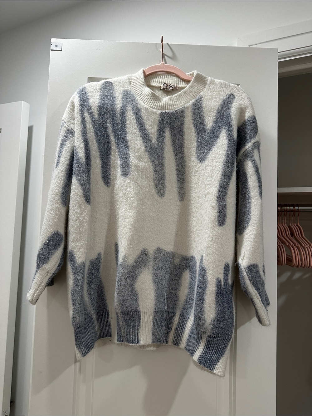 Verge Girl Cream & Gray Abstract Crewneck Sweater